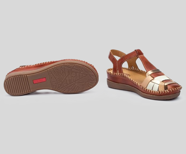 CADAQUES W8K-0965 BROWN FISHERMAN'S WEDGE SANDALS