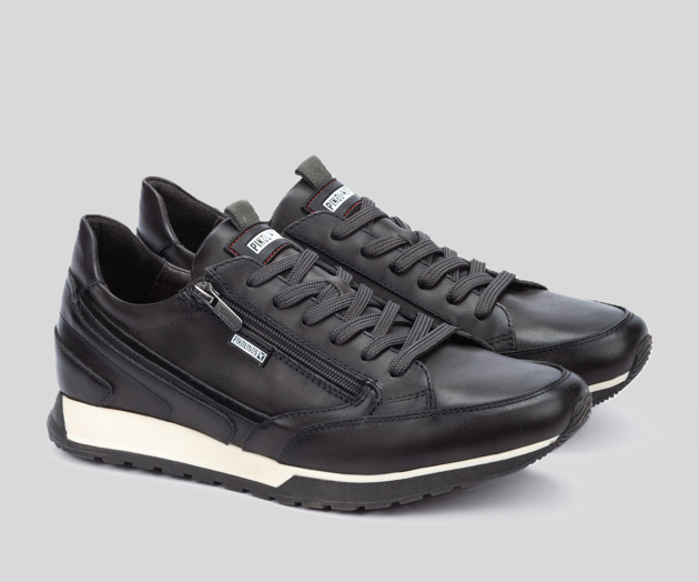 CAMBIL M5N-6237 MEN'S BLACK LEATHER SNEAKER