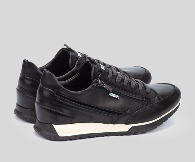 CAMBIL M5N-6237 MEN'S BLACK LEATHER SNEAKER