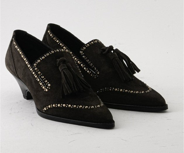 CELEB 8248 BROWN SUEDE HEELED LOAFER