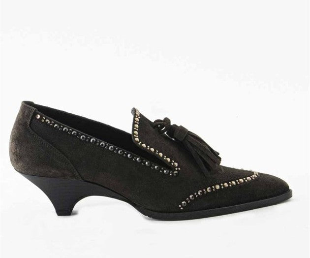 CELEB 8248 BROWN SUEDE HEELED LOAFER