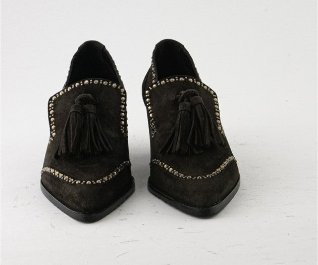 CELEB 8248 BROWN SUEDE HEELED LOAFER