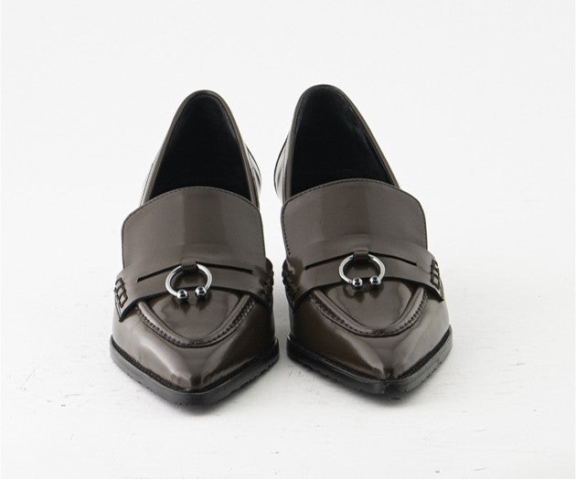 CELEB 8250 BROWN LEATHER HEELED LOAFER