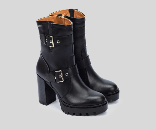 CERVERA W1J-8791 BLACK LEATHER MID CALF BOOTS