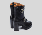 CERVERA W1J-8791 BLACK LEATHER MID CALF BOOTS
