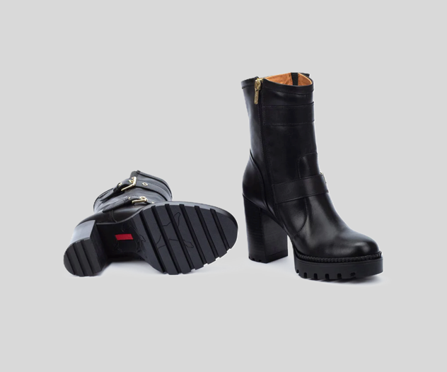 CERVERA W1J-8791 BLACK LEATHER MID CALF BOOTS