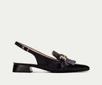 DALI CHIV253817 BLACK & WHITE FLAT LEATHER SLINGBACK