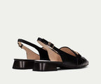 DALI CHIV253817 BLACK & WHITE FLAT LEATHER SLINGBACK