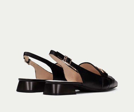 DALI CHIV253817 BLACK & WHITE FLAT LEATHER SLINGBACK