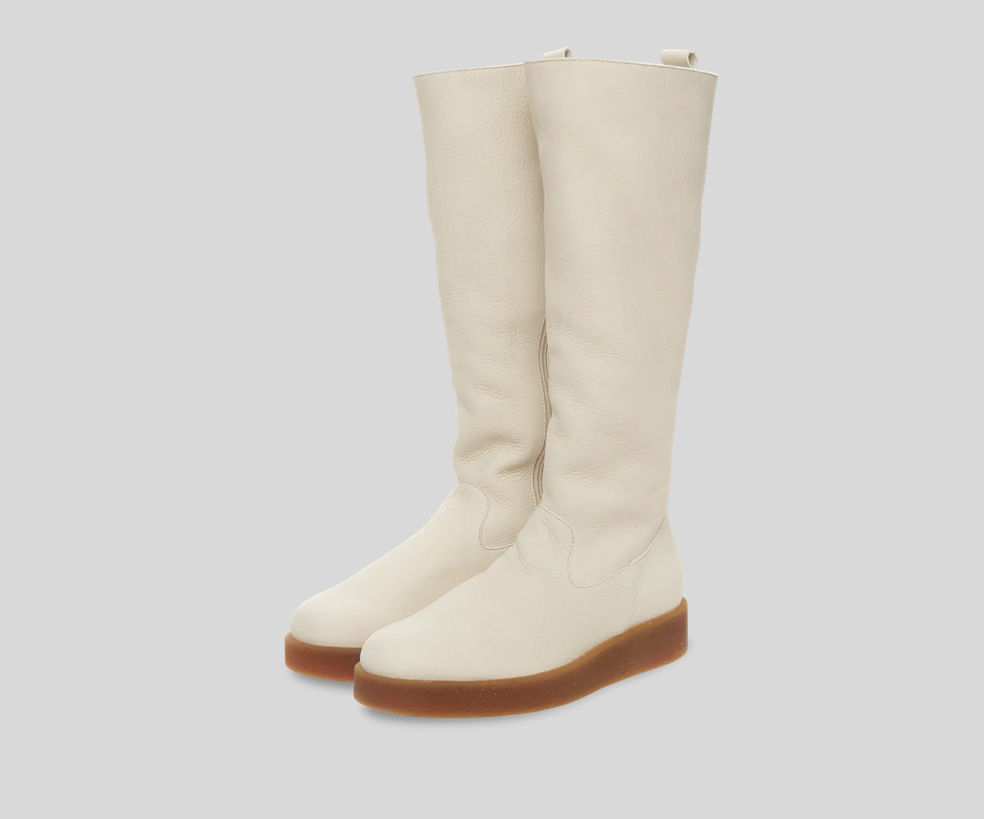 COMINA CREAM LEATHER LONG BOOT