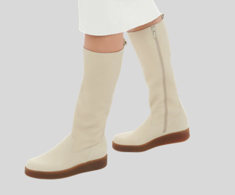 COMINA CREAM LEATHER LONG BOOT