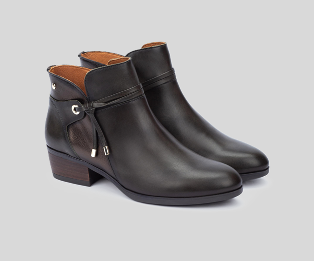 PIKOLINOS SAMPLE - DAROCA W1U-8505 GREEN LEATHER ANKLE BOOTS
