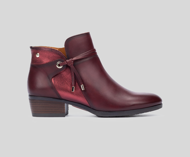 PIKOLINOS SAMPLE - DAROCA W1U-8505 RED LEATHER ANKLE BOOTS