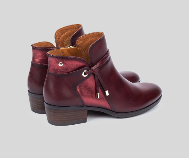 PIKOLINOS SAMPLE - DAROCA W1U-8505 RED LEATHER ANKLE BOOTS