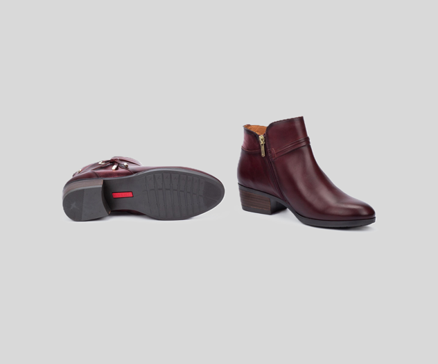 PIKOLINOS SAMPLE - DAROCA W1U-8505 RED LEATHER ANKLE BOOTS