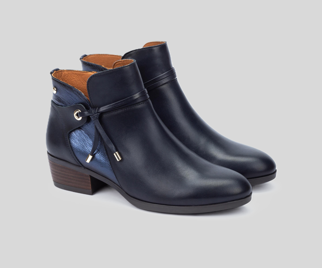 PIKOLINOS SAMPLE - DAROCA W1U-8505 BLUE LEATHER ANKLE BOOTS