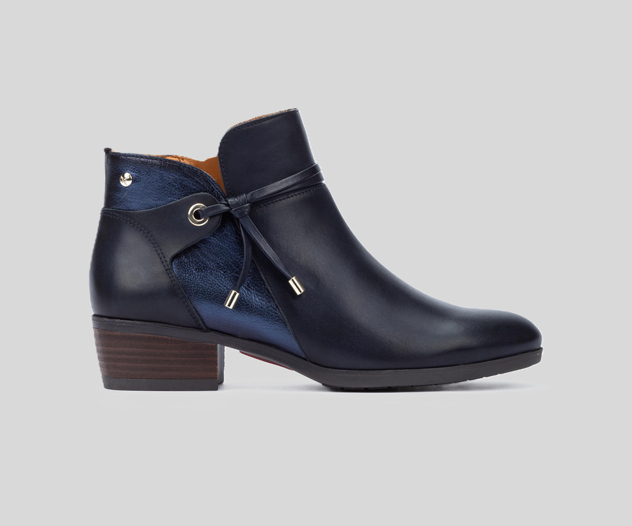 PIKOLINOS SAMPLE - DAROCA W1U-8505 BLUE LEATHER ANKLE BOOTS