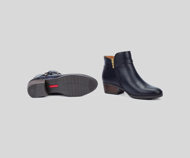 PIKOLINOS SAMPLE - DAROCA W1U-8505 BLUE LEATHER ANKLE BOOTS