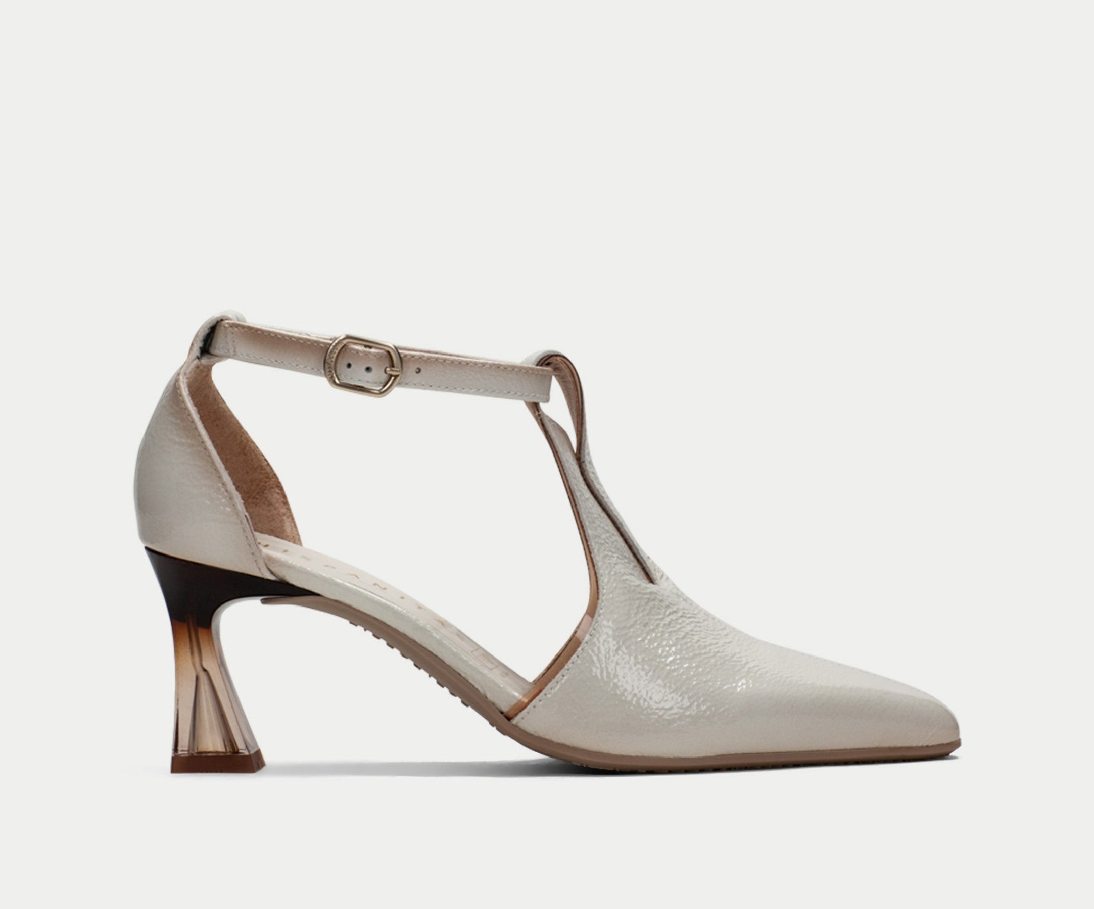 DALIA HV232832 CREAM PATENT LEATHER HEEL