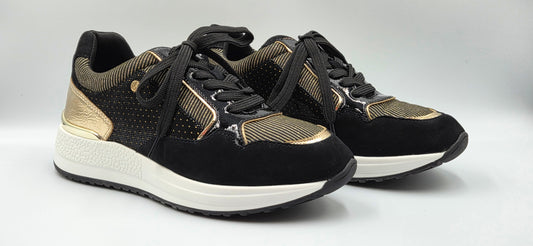 FUGITIVE VALDA BLACK & GOLD SNEAKER