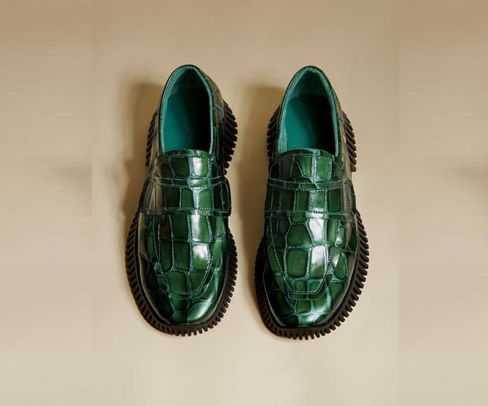 HAVOCK GREEN ALIGATOR PATENT LEATHER LOAFER