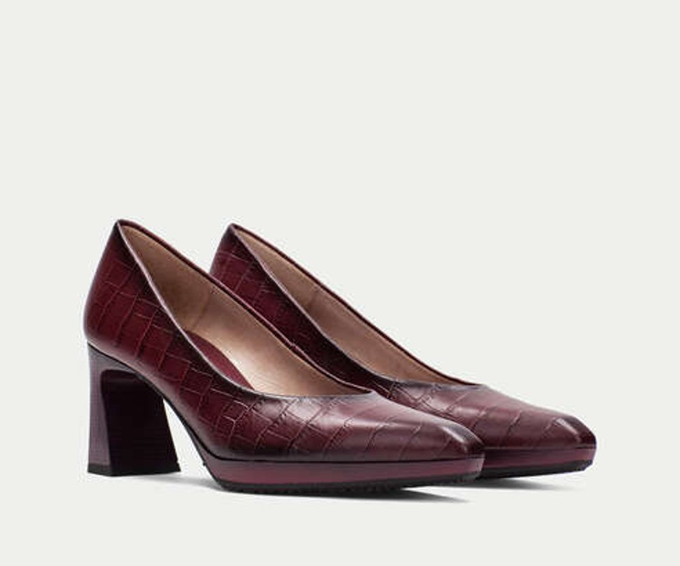 ATLANTA HI254245 CROC IMPRINTED BURGANDY HEEL