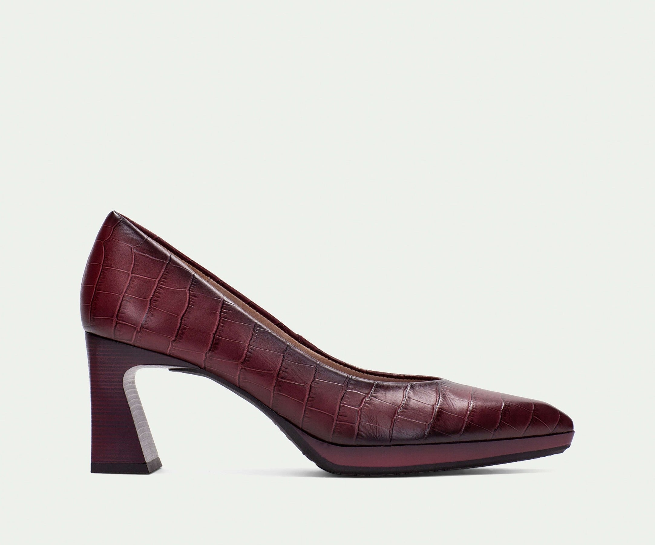 ATLANTA HI254245 CROC IMPRINTED BURGANDY HEEL