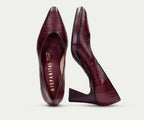 ATLANTA HI254245 CROC IMPRINTED BURGANDY HEEL