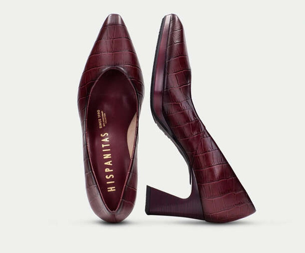 ATLANTA HI254245 CROC IMPRINTED BURGANDY HEEL