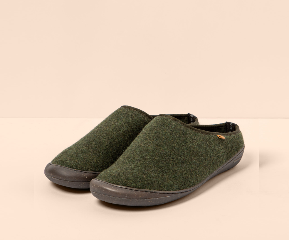 HOME NA66 FOREST GREEN WOOL SLIPPERS