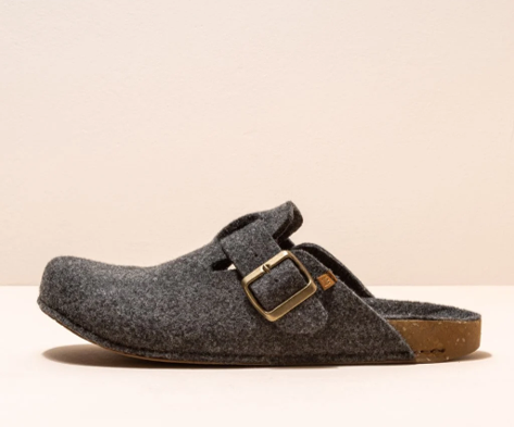 HOME NA70 BLACK WOOL SLIPPERS