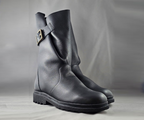 HONURO BLACK LEATHER MID HEIGHT BIKER BOOT