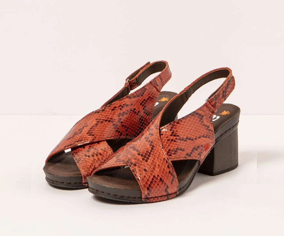 I WISH 1878 RED SNAKE PRINT HEELS