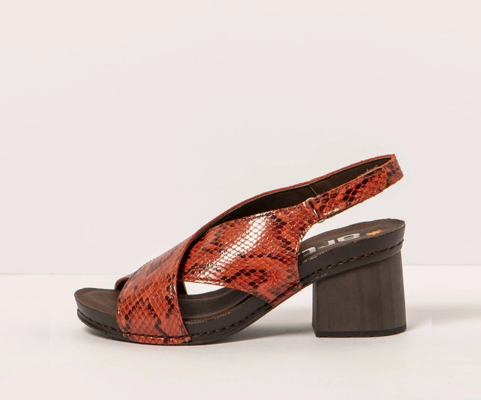 I WISH 1878 RED SNAKE PRINT HEELS