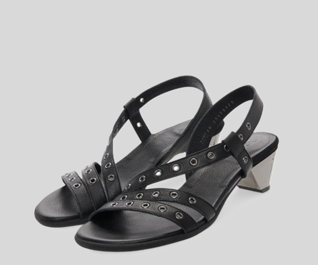 IZIALI BLACK LEATHER HEELED SANDAL