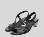 IZIALI BLACK LEATHER HEELED SANDAL