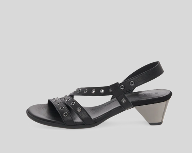 IZIALI BLACK LEATHER HEELED SANDAL