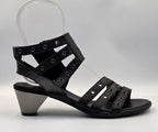 IZIANA BLACK LEATHER HEELED SANDAL