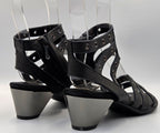 IZIANA BLACK LEATHER HEELED SANDAL