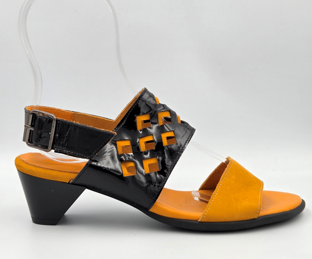 IZIBEL BLACK & YELLOW HEELED SANDAL