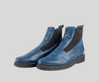 JOESEA BLUE LEATHER ANKLE BOOT