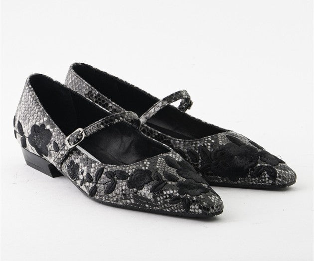RAS SHOES SAMPLE - LUXURY 8309 BLACK SNAKE PRINT MARY JANE