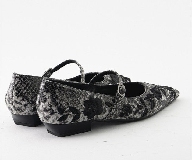RAS SHOES SAMPLE - LUXURY 8309 BLACK SNAKE PRINT MARY JANE