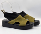 MYAKEM KHAKI LEATHER & STRETCH SANDAL