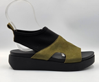 MYAKEM KHAKI LEATHER & STRETCH SANDAL