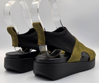 MYAKEM KHAKI LEATHER & STRETCH SANDAL