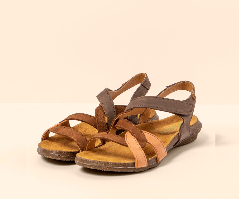 WAKATAUA N5079 BROWN & TAN LEATHER SANDALS