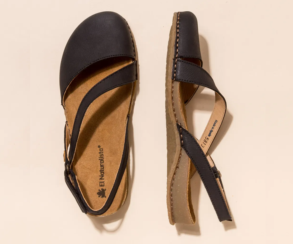 PANGLAO N5813 BLACK LEATHER SANDALS