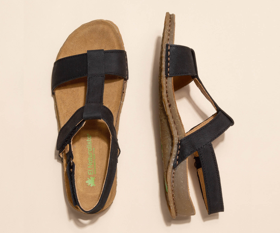 PANGLAO N5816 BLACK LEATHER SANDALS
