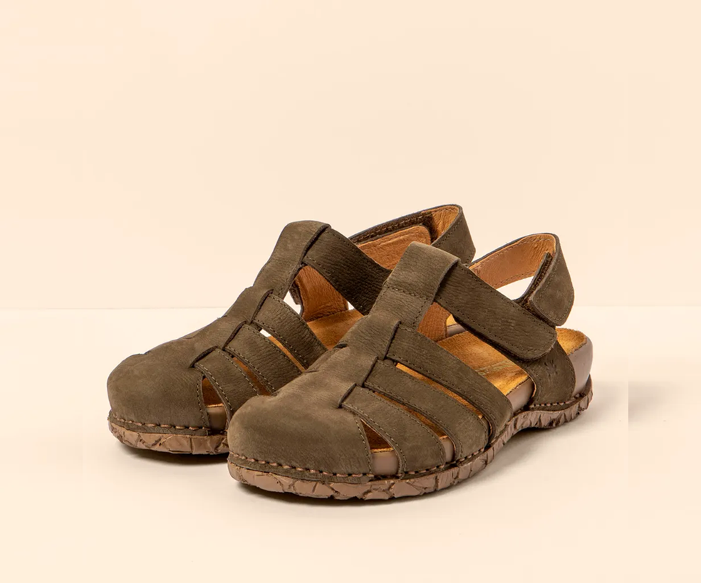 TABERNAS N5862 KHAKI LEATHER SANDALS